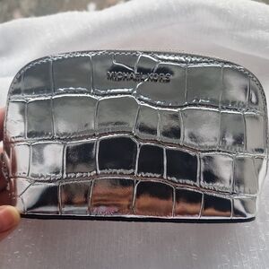 Michael Kors Silver Croc-Embossed Pouch